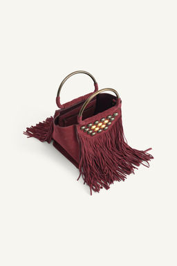 LIMITED EDITION FRINGED SPLIT SUEDE MINI CITY BAG - Zara фото 6