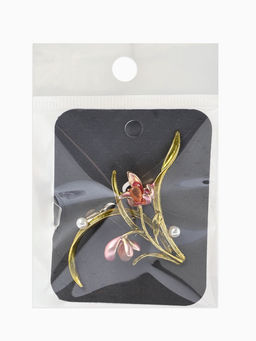 Брошь «Цветы» ирисы, жемчуг, цвет красно-розовый