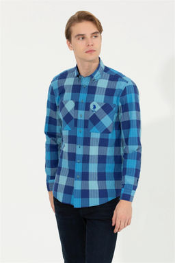 Мужская кобальтово-синяя рубашка с длинным рукавом - U.s. polo assn фото 3