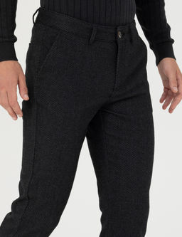 Siyah Slim Fit Kanvas Pantolon
