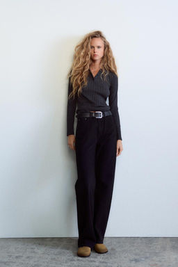 CABLE-KNIT POLO TOP - Zara фото 2