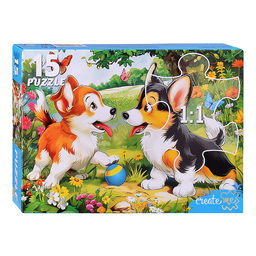 Макси-пазлы 15 "Щенки на поляне"