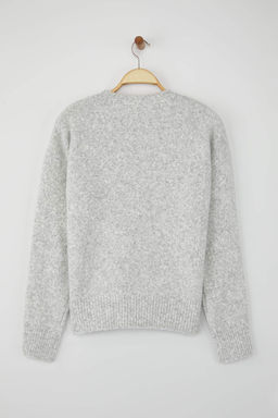 Wardrobe Essentials Gri Yun Kar?s?ml? Tuylu Premium Iplik Genis Kal?p Triko Kazak | TWOAW26KZ00125 - Trendyolmilla фото 6