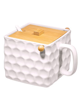 Банка д/сыпучих продуктов 1 л 16,5*15*12 см Соты с ложкой и откидной бамб. крышкой, пыльная роза - Elan gallery фото 4