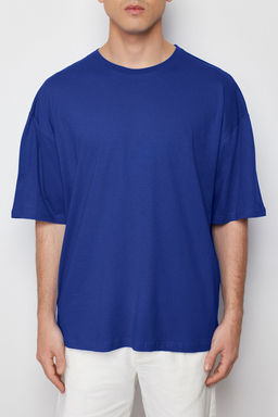 Mavi Oversize/Genis Kesim %100 Pamuklu K?sa Kollu Basic T-Shirt TMNSS22TS0318