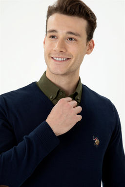 U. S. Polo Assn Мужской темно-синий базовый свитер - U.s. polo assn фото 9