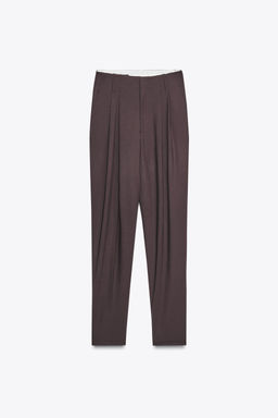 PLEATED TROUSERS WITH BUTTON HEM - Zara фото 9