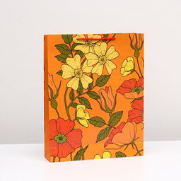 Пакет подарочный Бутоны на оранжевом 33 х 42,5 х 10 см