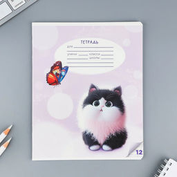 Тетрадь 12 листов в косую линейку Пушистые питомцы, обложка мелованный картон, блок №1, 5 видов МИКС - Artfox study фото 17