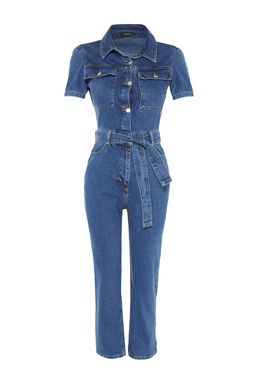 Trendyolmilla Mavi Kemerli Denim Tulum TWOSS20TU0156  фото 7
