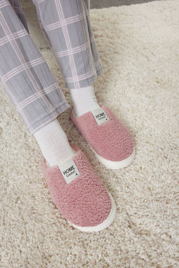 Trendyol Shoes Bej Pelus Dokuma Etiket Detayl? Kad?n Ev Terligi TAKAW25ER00012 - Trendyolmilla фото 7