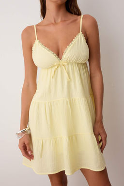 Sar? Duz Midi Dokuma Elbise TWOSS25EL00919 - Trendyolmilla фото 7