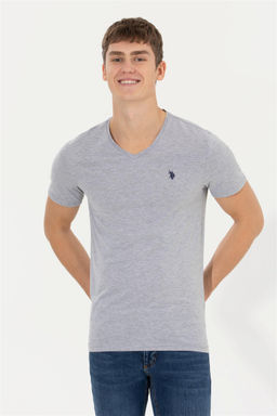 Мужская серая меланжевая базовая футболка Неожиданная скидка в корзине - U.s. polo assn фото 3