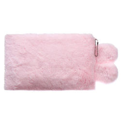 Пенал школьный меховой на молнии Calligrata «Зайка», пушистый, с ушками, МИКС