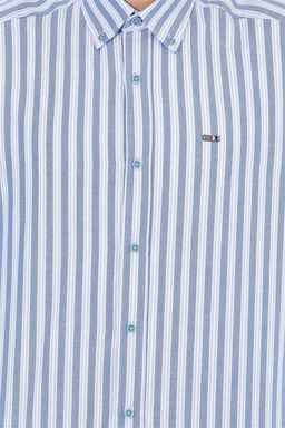 Мужская белая рубашка в синюю полоску - U.s. polo assn фото 6