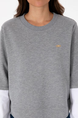 Kad_n Gri Melanj Sweatshirt Sepette S_rpriz _ndirim - U.s. polo assn фото 6