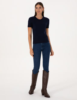Lacivert Slim Fit Triko Ti__rt