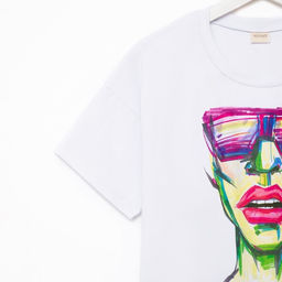 Футболка женская MINAKU Girl, белая, размер 50