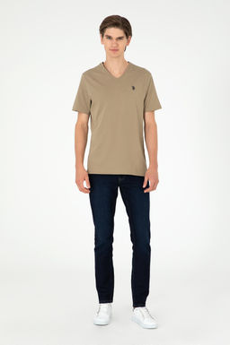 Мужская базовая футболка цвета хаки - U.s. polo assn фото 4