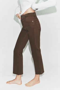 JEANS TRF CROPPED FLARE TIRO ALTO / Marr?n - Zara фото 4