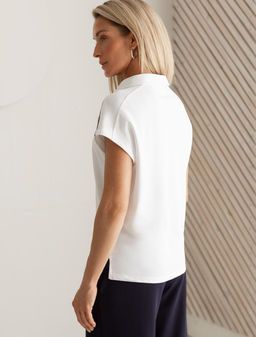 Футболка-поло из фактурного трикотажа - Vilatte фото 3