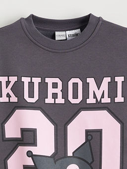 Kuromi Bask?l? K?z ?ocuk Kal?n Sweatshirt