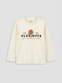 Bisiklet Yaka Bask?l? Erkek ?ocuk Ti??rt