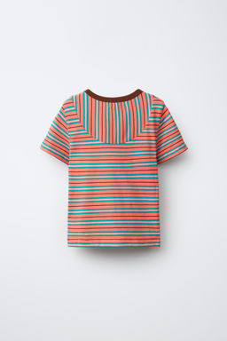 CAMISETA RAYAS / Coral