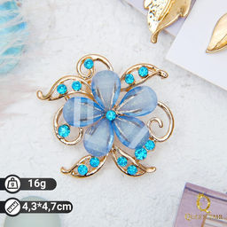 Брошь «Цветок» незабудка, цвет голубой в золоте