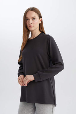 Regular Fit Bisiklet Yaka Basic Duz Sweatshirt Tunik - Defacto фото 5