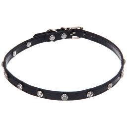 Цена за 4 шт. Ошейник для собак и кошек со стразами "На стиле", цвет черный, 1см, размер L, 39*44см (лейбл)