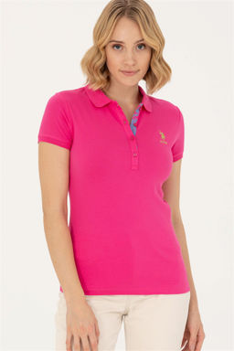 Женская базовая футболка цвета фуксии с воротником-поло Неожиданная скидка в корзине
