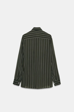 ZW COLLECTION STRIPED FLOWING SHIRT WITH TIE - Zara фото 6