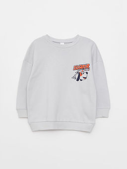 Bisiklet Yaka Uzun Kollu Bask?l? Erkek Bebek Sweatshirt