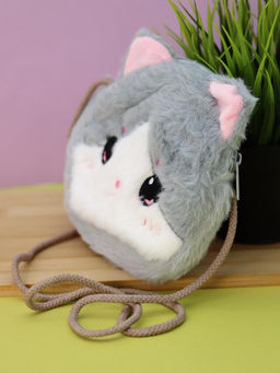 Сумочка плюшевая "Cute cat", grey (16*14 см)