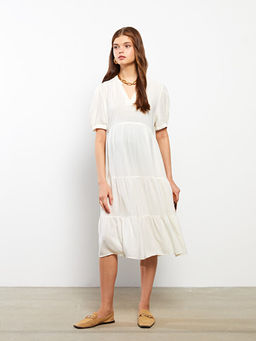 V Yaka K?sa Kollu ?izgili Hamile Elbise