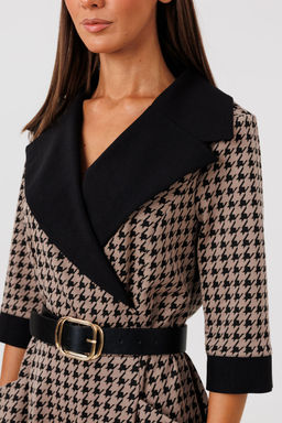 Платье Lars Style 1128 капучино черный принт