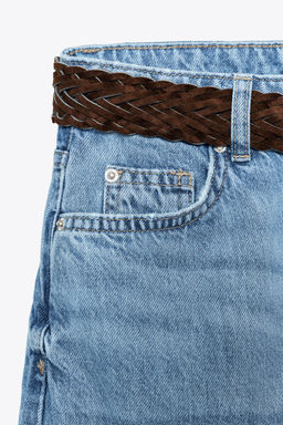 Z1975 HIGH-WAIST WIDE-LEG FULL-LENGTH JEANS WITH BELT - Zara фото 8