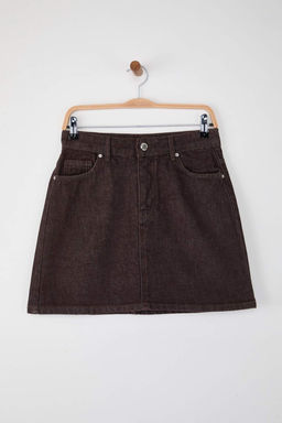 Kahverengi Mini Basic Denim Etek TWOAW26ET00049