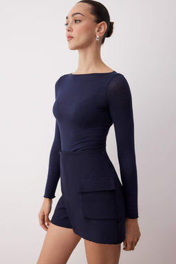 Lacivert Kargo Cepli Mini Sort Etek Sort & Bermuda TWOAW26SR00012