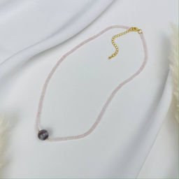 Чокер из Розового кварца и Бразильского Агата