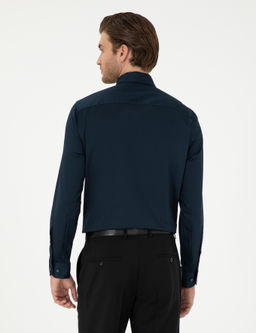 Lacivert Ex. Slim Fit Uzun Kollu Basic G_mlek