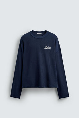 TEXTURED TEXT SWEATSHIRT - Zara фото 7