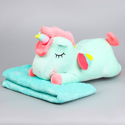 Мягкая игрушка Единорог с пледом, 50 см, цвет зелёный