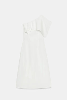 ZW COLLECTION ASYMMETRIC LINEN BLEND DRESS WITH RUFFLES - Zara фото 6