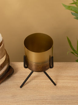 Кашпо на подставке «Малахит», 12×12×20 см, железо