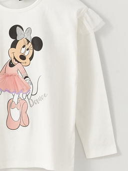 Bisiklet Yaka Minnie Mouse Bask?l? Uzun Kollu K?z ?ocuk Ti??rt - Waikiki фото 3
