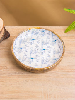 Блюдо «Синие птицы», 25.5×25.5×6 см, дерево манго