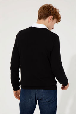 U. S. Polo Assn Мужской черный базовый трикотажный свитер с v-образным вырезом - U.s. polo assn фото 11