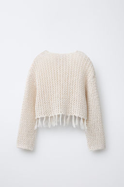 FRINGED MESH KNIT SWEATER - Zara фото 2